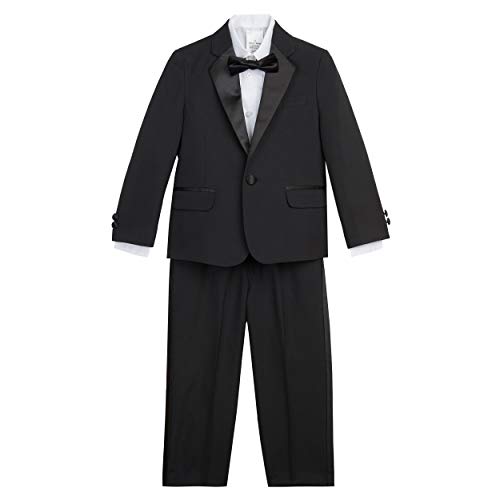 Nautica Boys' Little 4-Piece Set with Dress Shirt, Bow Tie, Jacket, and Pants, Black Tuxedo, 6, N337227-001