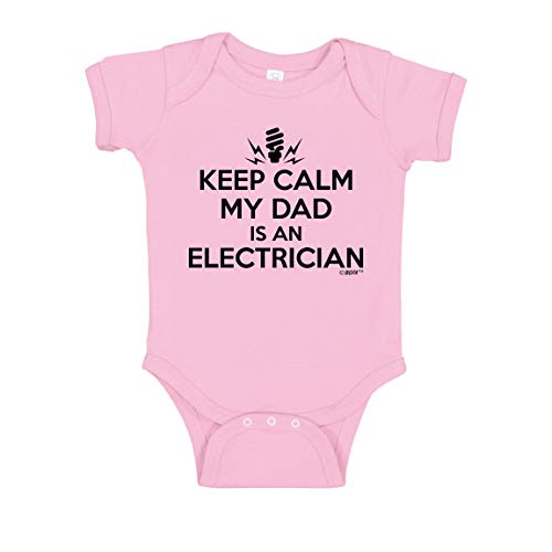 Electrician Baby Baby Clothes Keep Calm My Dad is an Electrician Bodysuit 6 Months Pink