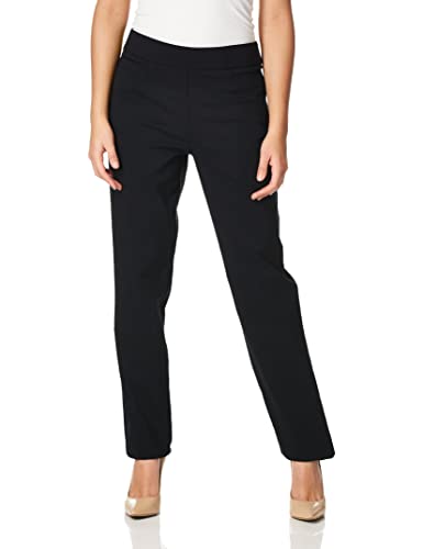 Briggs New York Womens Super Stretch Millennium Welt Pocket Pull on Career Dress Pants, Black, 14 Short US