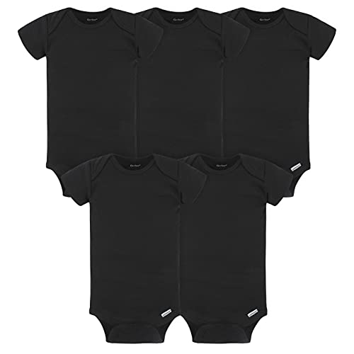 Gerber Baby 5-Pack Solid Onesies Bodysuits, Black, 6-9 Months