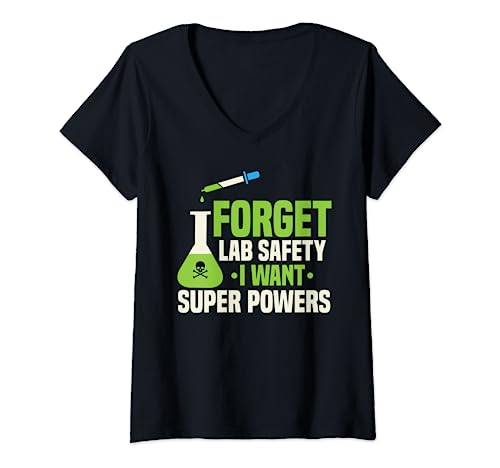 Forget Lab Safety I Want Superpowers Fun Science Super Hero V-Neck T-Shirt