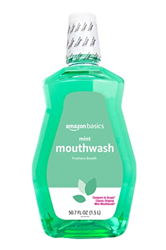 Amazon Basics Mint Mouthwash, Fresh Mint, 1.5 Liters, 50.70 Fl Oz (Pack of 1) (Previously Solimo)