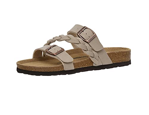 CUSHIONAIRE Women's Lizzy Cork footbed Sandal with +Comfort and Wide Widths Available, Stone 9