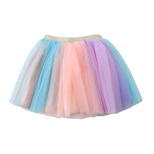 Jastore Girls Layered Rainbow Tutu Skirt Dance Dress Ruffle Tiered Clubwear(Pink+Purple,2-6 Years)
