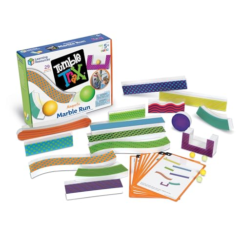 Learning Resources Tumble Trax Magnetic Marble Run, STEM Toy, 28 Piece Set, Ages 5+,Multi-color,5'