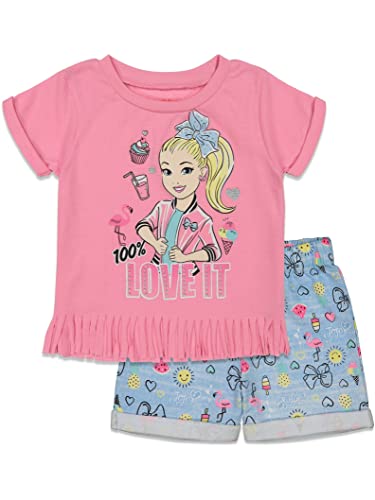 JoJo Siwa Little Girls T-Shirt and French Terry Shorts Outfit Set Pink 7-8