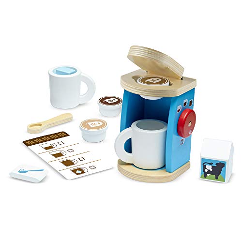 Melissa & Doug 11-Piece Coffee Set, Multi - Pretend Play Kitchen Accessories Kids Coffee Maker Play Set For Girls And Boys