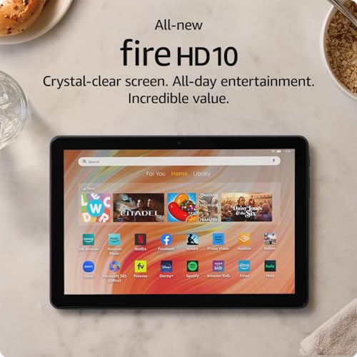 All-new Amazon Fire HD 10 tablet, built for relaxation, 10.1' vibrant Full HD screen, octa-core processor, 3 GB RAM, latest model (2023 release), 32 GB, Black