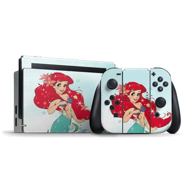 Skinit Decal Gaming Skin Compatible with Nintendo Switch Bundle - Officially Licensed Disney The Little Mermaid Ariel Sparkles Art Design