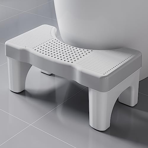 Kzeirm Toilet Stool Poop Stool for Squatting Posture, Portable Plastic Potty Stool for Adults, Toilet Poop Stool Squat Adult, Non-Slip Poop Stool for Bathroom Adults, Pooping Stool for Kids, Patented
