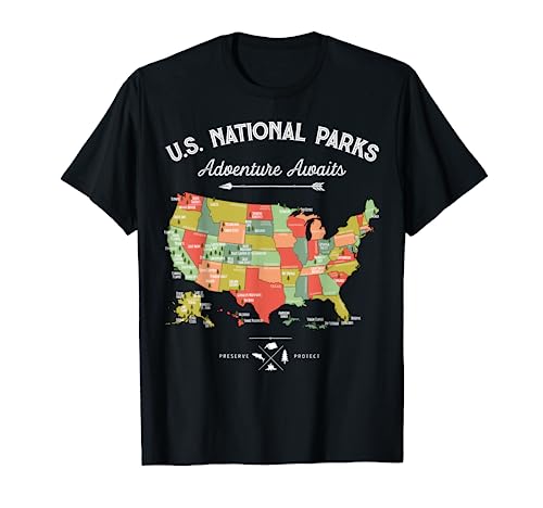 National Parks T shirt Map Camping tshirt Women Men Hiking T-Shirt