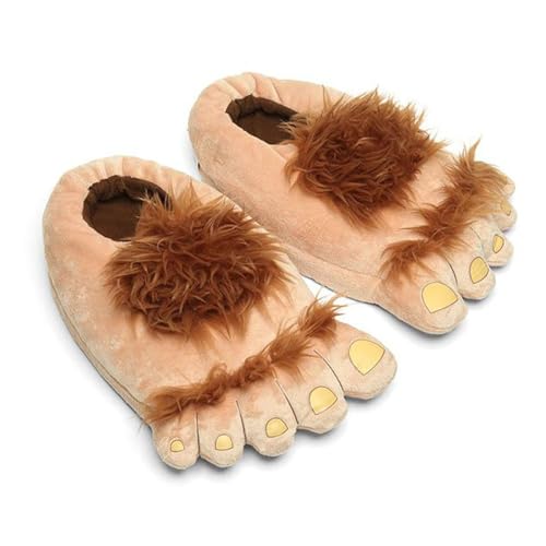 Ibeauti Womens Furry Monster Adventure Slippers, Comfortable Novelty Warm Winter Hobbit Feet Costume Slippers for Teens Adults