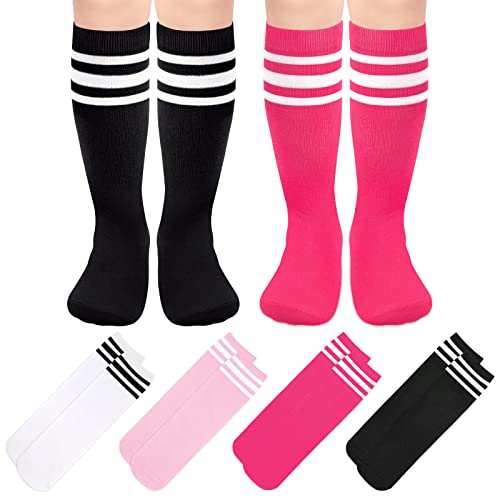 Soccer Socks Youth Soccer Socks Kids 4-6 Toddler Kids Baseball Socks Pink Girls Knee High Socks