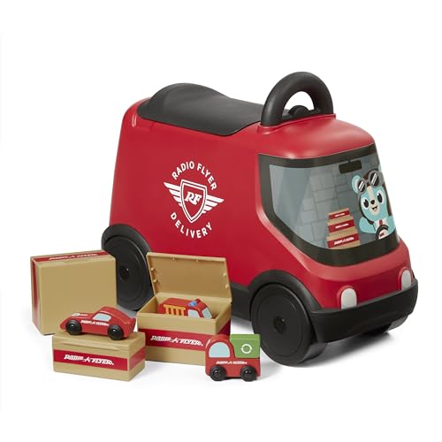 Radio Flyer Delivery Van Ride On Toy for Kids, Red Toddler Ride on Toy for Ages 2+