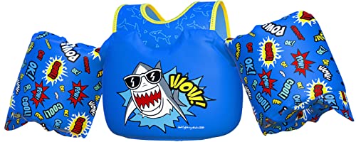 Dark Lightning Toddler Floaties, Swim Vest for Boys and Girls Age 2-7 Years Old, 20-50 Pounds Children Water Wings Arm Floaties in Puddle/Sea/Pool/Beach (Shark)