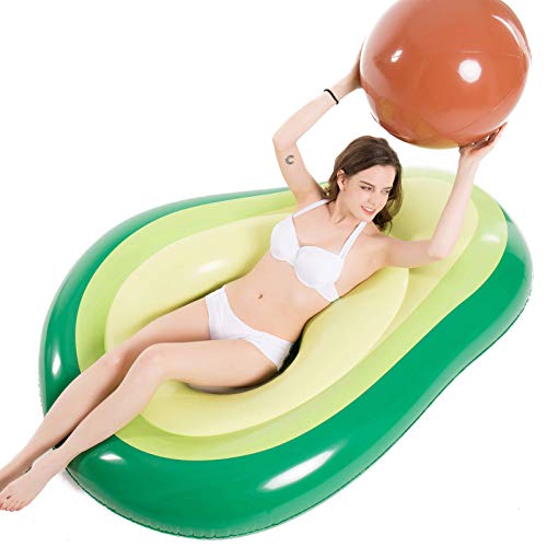 Jasonwell Inflatable Avocado Pool Float Floatie with Ball Water Fun Large Blow Up Summer Beach Swimming Floaty Party Toys Lounge Raft for Kids Adults (XL)