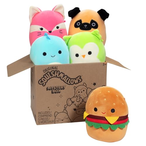 Squishmallows 5' Mystery Box Plush 5 Pack-New 2024 Styles-Official Kellytoy-Soft & Squishy Mini Stuffed Animal Toy- Gift for Kids, Girls & Boys