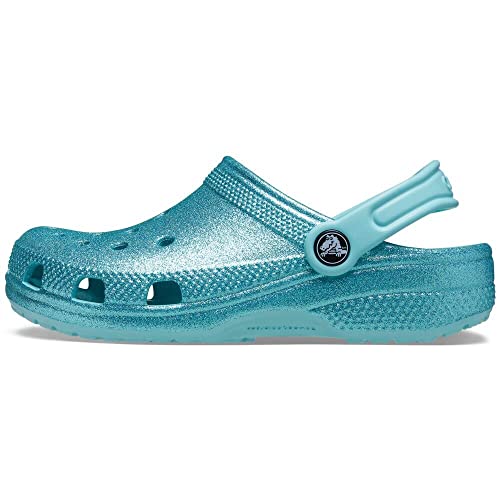 Crocs Classic Glitter Clogs (Toddler), Pure Water, 6 Toddler