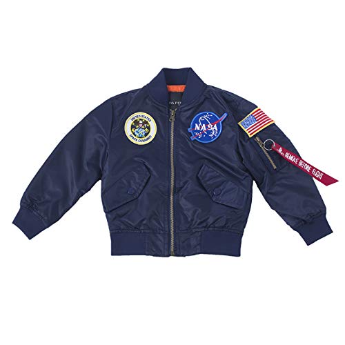 OYSTERBOY NASA MA-1 Flight Jacket Military Coat for Kids Boys (115cm（6T）, Replica Blue)