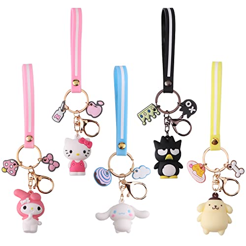 yiwoo 5 Pack Cute Keychains for Girls,Kawaii Car Keychain Accessories,Key Purse Handbag Charms for Women