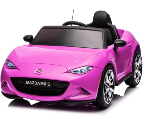 12V Ride On Car, Licensed Mazda MX-5 Electric Car for Kids with Parent Remote Control, Lights, Music, 4-Wheel Ride on Toys-Pink