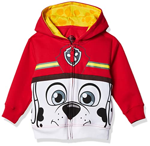 Nickelodeon Toddler Boys' Paw Patrol Character Big Face Zip-Up Hoodies, Marshall Red, 5T