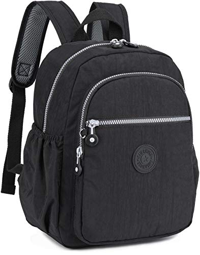 KAIERWOKE Small Nylon Backpack Mini Casual Lightweight Daypack Backpacks for Women (Black)