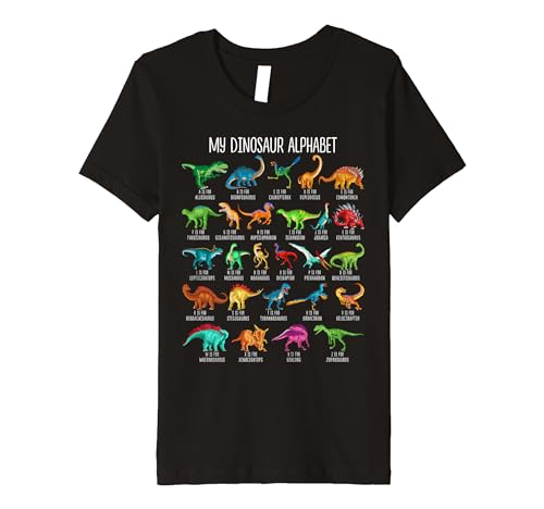 Kids Types Of Dinosaurs graphics my dinosaur alphabet kids Premium T-Shirt