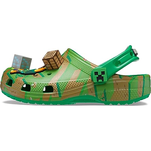 Crocs Classic Minecraft Clogs, Multi Green, 12 US Unisex Little Kid