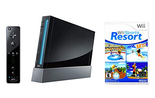Nintendo Wii Console Black with Wii Sports Resort (Renewed)