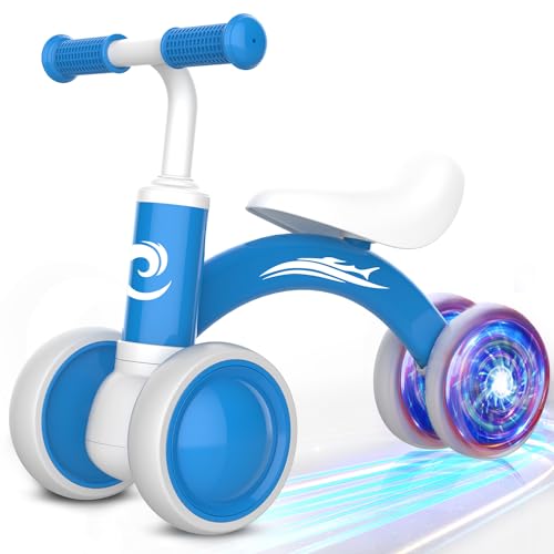 Colorful Lighting Baby Balance Bike Toys for 1 Year Old Boy Girl Gifts, 10-36 Month Toddler Balance Bike, No Pedal 4 Silence Wheels & Soft Seat First Riding on Toys, 1st Birthday Gifts.
