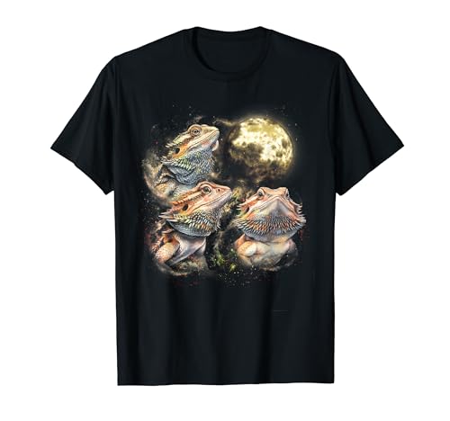 Three Bearded Dragons Howl At Moon 3 Wolfs Wolves Parody T-Shirt