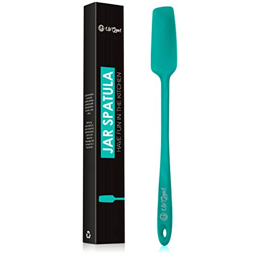 Silicone Jar Spatula | 600F Heat Resistant Non-Stick Rubber Scraper | Perfect for Jars, Smoothies, Blenders | One Piece Utensils | Durable Kitchen Cookware (UpGood Professional Spatulas, Teal)