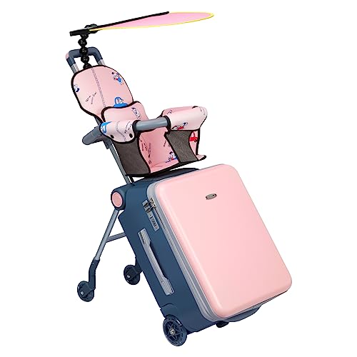 LemoHome Expandable Luggage with Spinner Wheels,Large Suitcases with Child Seat Design,Hard Luggage for Women and Men,20 inch Hardside Carry on Luggage for Travel (Pink)