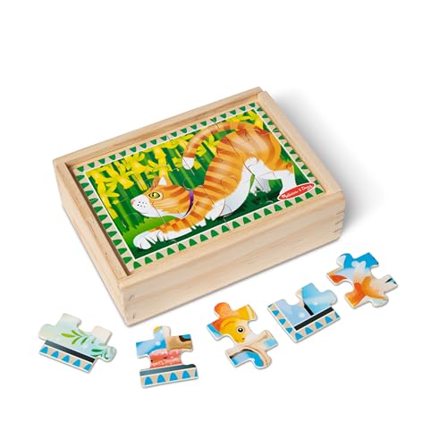 Melissa & Doug Pets 4-in-1 Wooden Jigsaw Puzzles in a Storage Box (48 pcs) - FSC-Certified Materials
