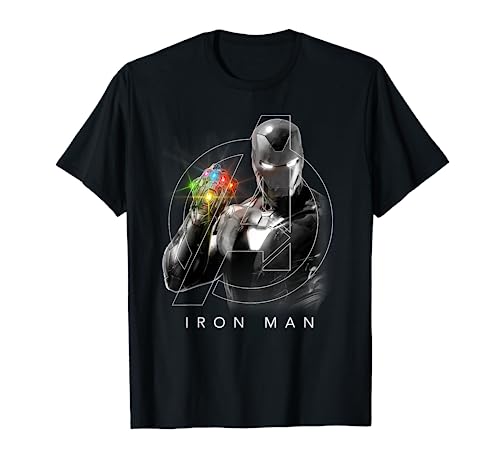Marvel Avengers Endgame Glowing Stones Logo Overlay Portrait T-Shirt