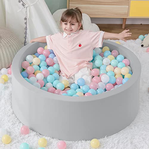 SHJADE Foam Ball Pit, 35.4'x 11.8' Ball Pits for Toddlers, Soft Round Kiddie Baby Playpen Ball Pool for Kids, Ideal Gift for Babies Indoor and Outdoor Game, Balls not Included (Grey)