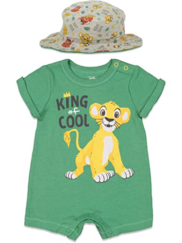 Disney Lion King Simba Infant Baby Boys Romper and Bucket Sun Hat Green 18 Months