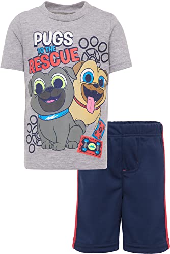 Disney Puppy Dog Pals Bingo Rolly Toddler Boys Athletic Graphic T-Shirt Mesh Shorts Set Gray 2T