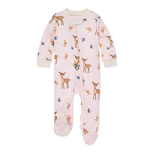 Burt's Bees Baby baby girls Play Pjs, 100% Organic Cotton One-piece Romper Jumpsuit Zip Front Pajamas and Toddler Sleepers, Sweet Doe, 3 Months US