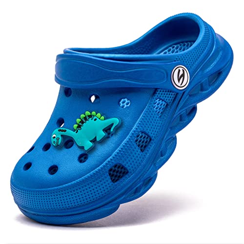 HOBIBEAR Boys and Girls Classic Graphic Toddler Garden Clogs Slip on Water Shoes (Blue-Size 9 Toddler)
