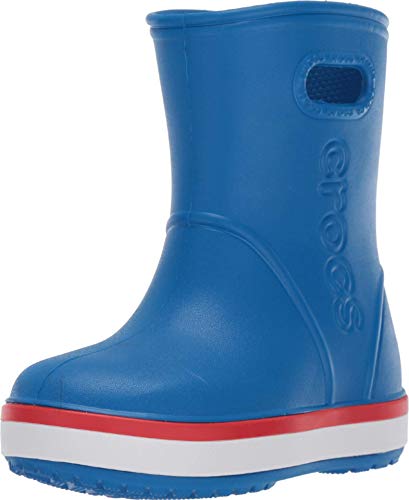 Crocs Kids' Crocband Rain Boots, Bright Cobalt/Flame, 9 Toddler