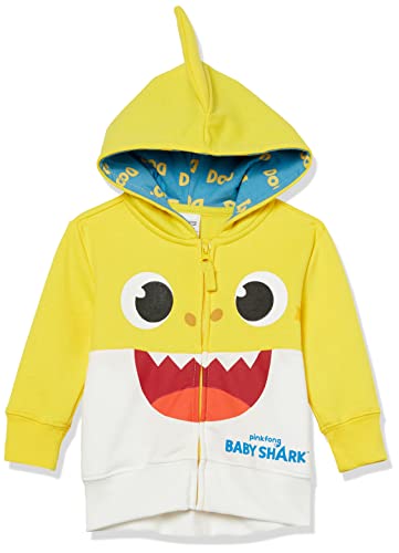 Pinkfong Boys Zip Up Big Face Hoodie-Baby Shark Yellow Toddler Size 2T-5T, 3T