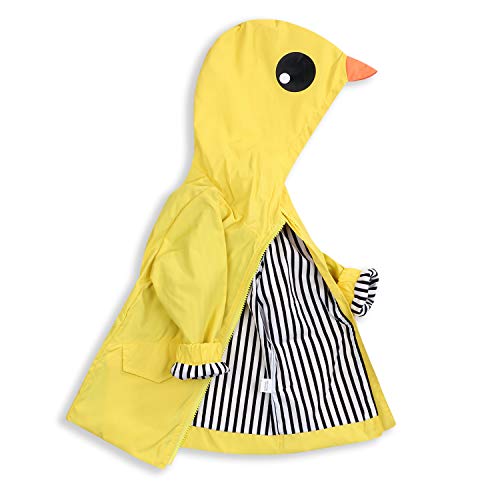 YOUNGER TREE Toddler Baby Boy Girl Duck Raincoat Cute Cartoon Hoodie Zipper Coat Outfit (Yellow, 24 Months)