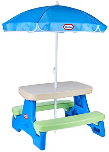 Little Tikes Easy Store Jr. Picnic Table with Umbrella - Blue / Green