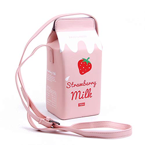 LUI SUI Fruits Banana Strawberry Milk Box Cross Body Purse Bag Women Phone Wallet Shoulder Bags