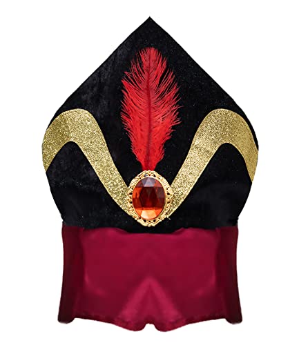 SWEET MAX Villain Hat with Feather Book Character Magic Cosplay Costume Headdress Novelty Headpiece Fancy Dress Halloween for Adults Teens Black Red (Villain Top Hat)