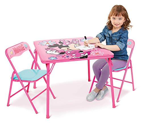 Minnie Mouse Kids Table & Chairs Set for Kid and Toddler 36 Months Up To 7 years, Includes: 1 Table (24'L x 24'W x 20'H), 2 Chairs (13'L x 13.5'W x 21'H) Weight Limit: 70 lb