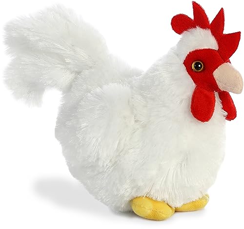 Aurora® Adorable Mini Flopsie™ Chicken Stuffed Animal - Playful Ease - Timeless Companions - White 8 Inches
