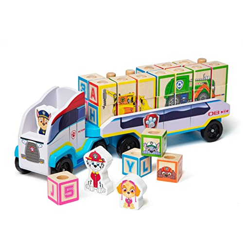 Melissa & Doug PAW Patrol Wooden ABC Block Truck (33 Pieces) - Sort And Stack Toys, Alphabet Blocks For Toddlers, Vehicle Toys For Kids Ages 3+, 34.93 cm x 17.78 cm x 10.03 cm